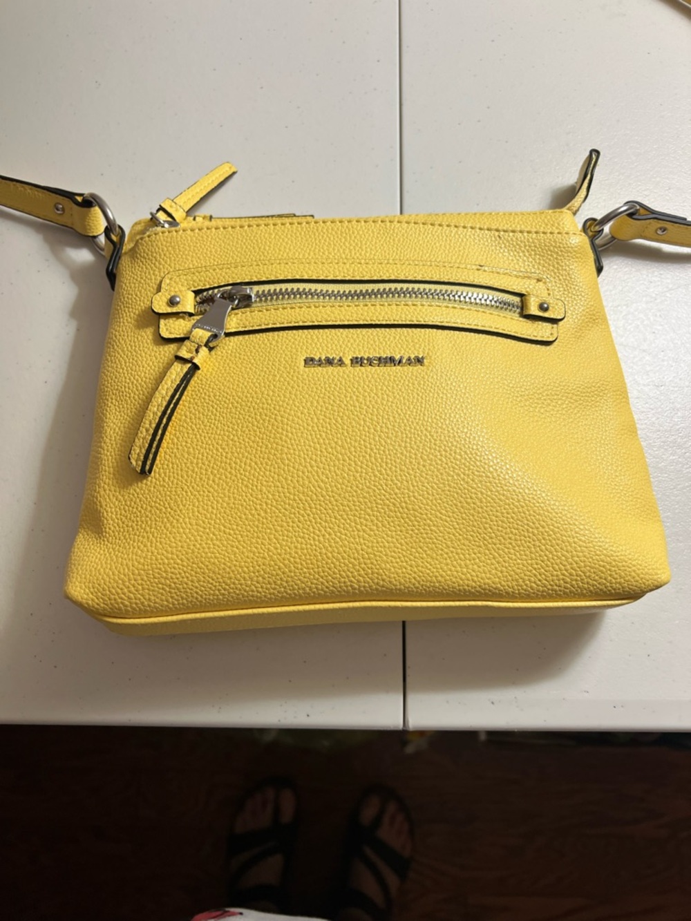 Dana Buchman Yellow Pebbled  Crossbody Bag